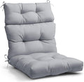 EAGLE PEAK Tufted Outdoor/Indoor High Back Patio Chair Cushion, Set of 1, 46'' x 22'', Light Gray