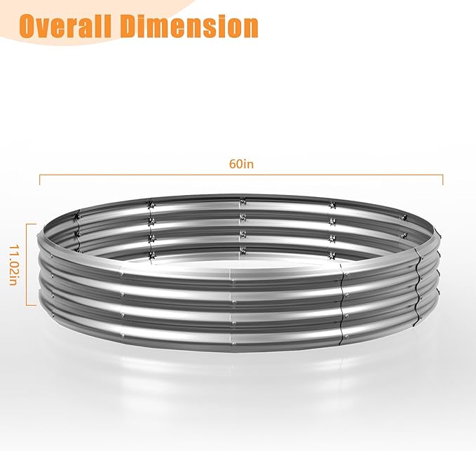 Mr IRONSTONE Outdoor Fire Pit Galvanized Fire Pit Ring, Foldable Outdoor/Camping/Gatherings 5 FT Diameter Fire Pit for Yard/Garden/Park/Beach, 60 Inches Fire Ring Pit, Silver