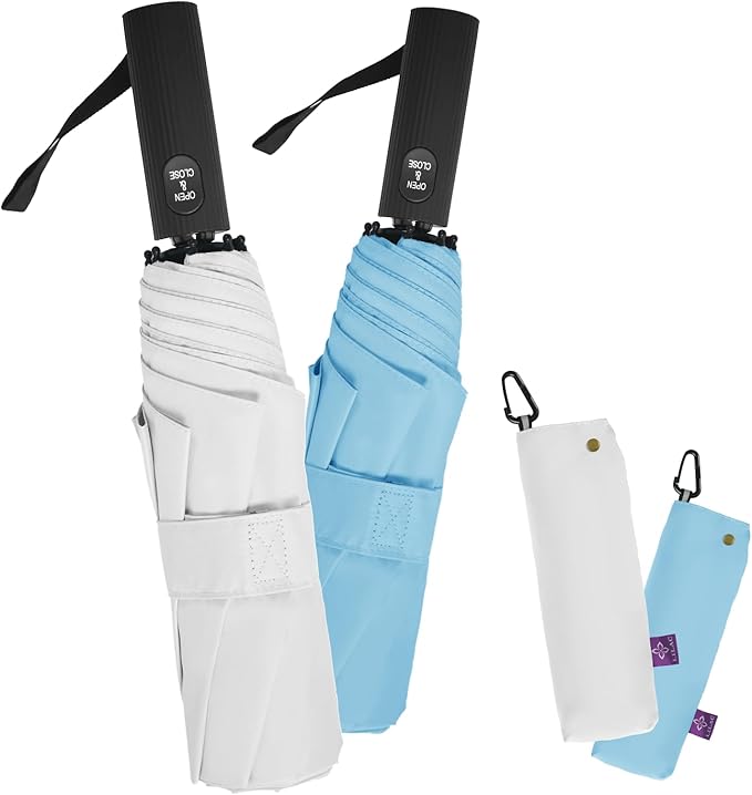 UV Travel Umbrella for Sun Protection & Rain, Compact Windproof Folding, Refined craftsmanship, Auto Open/Close, 43" Canopy with color coating, UPF 100+ UV Blocking, TSA Approved