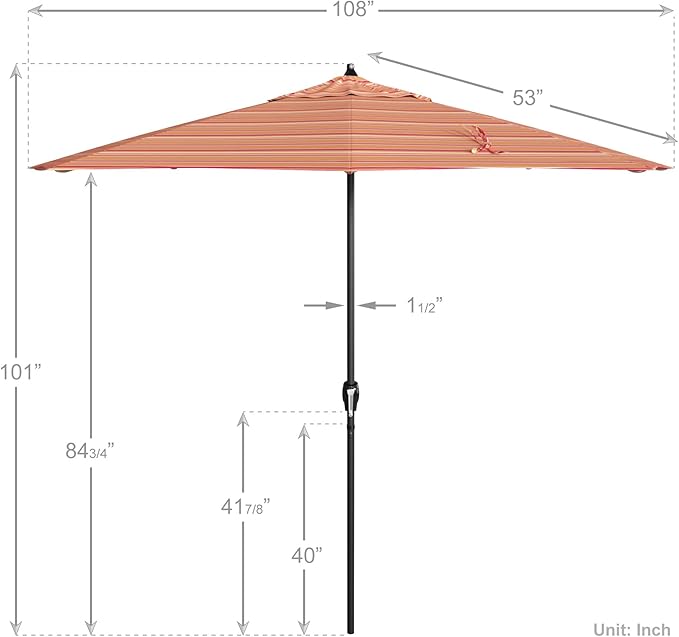 California Umbrella 9' Rd Aluminum Patio Umbrella, Crank Lift, Auto Tilt, Black Finish, Sunbrella Dolce Mango