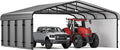 20x20 Metal Carport, Heavy Duty 2-Car Carport Canopy, Galvanized Steel Roof Car Tent Garage, CarPorts with Removable Polyethylene Sidewalls