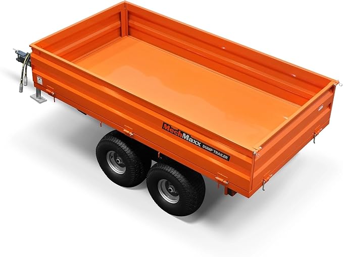 2-Ton Capacity Hydraulic Dumping Heavy-Duty Dump Dumper Cart Agricultural Farm Trailer Cart Mechanical Trailer with Tail Light, Model DT4X8