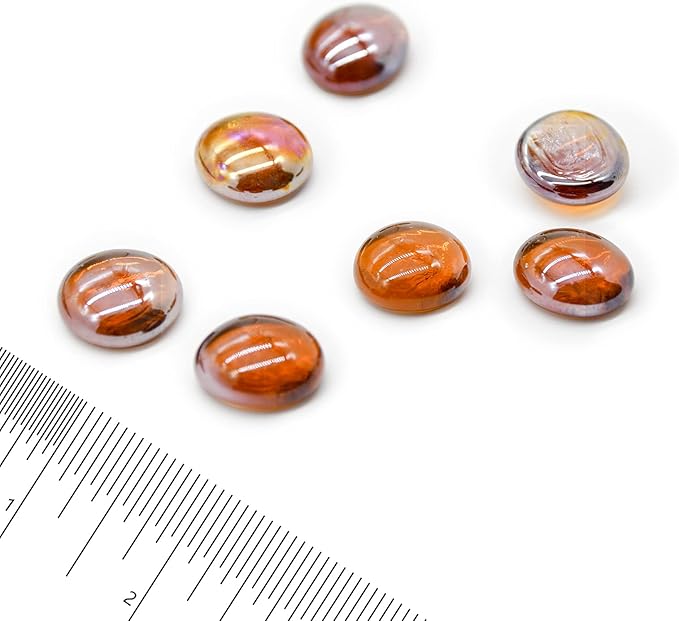 GasSaf 3/4 Inch Glass Fire Rocks Drop Beads for Gas Fire Pit Fireplace, Replaces Existing Gas Logs & Lava Rocks(10 Pound)(Amber Luster)