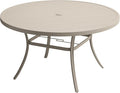 DIFY 50" Round Outdoor Patio Dining Table for 6, Metal Patio Table with 1.57" Adjustable Umbrella Hole, All-Weather Dining Furniture Table for Backyard Lawn Garden, Sandshell