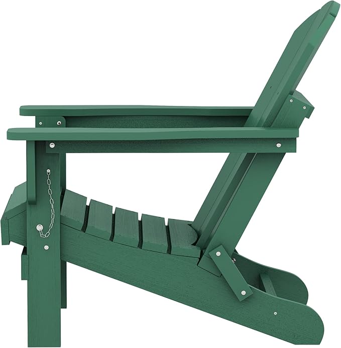 SERWALL Foldable Adirondack Chair Set of 2 for Patio Garden Outdoors Fire Pit Chairs-Green