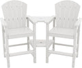 SERWALL Tall Adirondack Chairs Set of 2 with Double Layer Connecting Tray, HDPE Bar Height Outdoor Chairs, Wood-Like Adirondack Bar Stools for Patio, Balcony, Porch, White