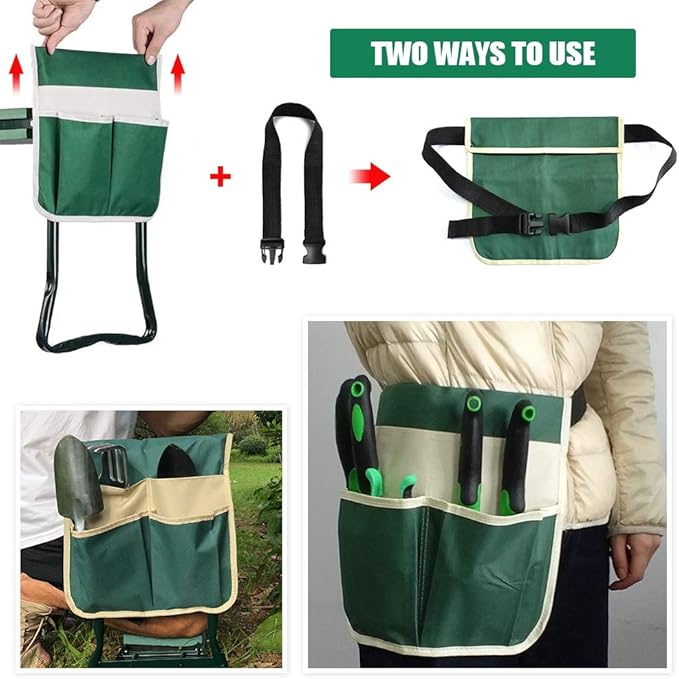 BESTHLS Garden Kneeler and Seat - Heavy Duty Folding Stool with Thick Pad, 2 Tool Pouches, 330 lbs Capacity - Knee & Back Support, Perfect for Seniors, Women, Men
