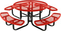 COATEDOUTDOORFURNITURE Heavy-Duty Portable Outdoor Kids Table with Umbrella Hole, Expanded Metal Kids Picnic Table, Commercial-Grade, Made in America (46 in, Round, Childrens, Red)
