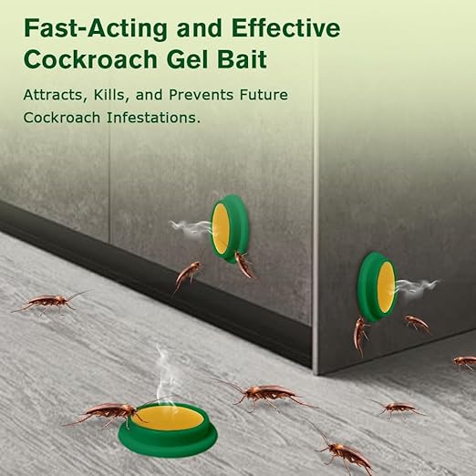 16 Pack Cockroach Gel Bait, Highly Effective Roach Killer Indoor Infestation Solution, Fast Acting Cockroach Killer Indoor Home Kitchen Use, Easy to Apply & No Mess Roach Bait, Long-Lasting