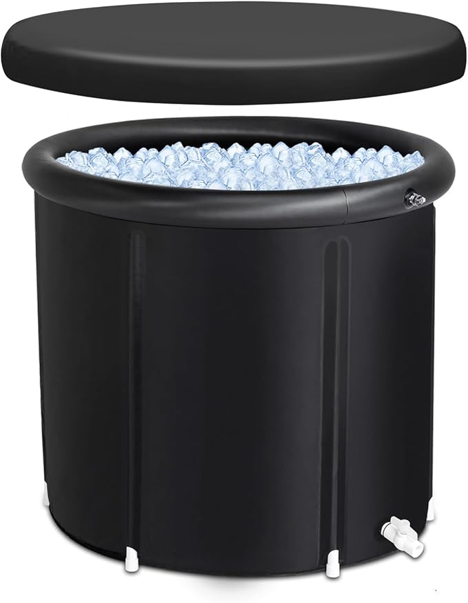 VINGLI 105 Gallon Inflatable Cold Plunge Tub with Cover for Home and Outdoor Recovery, Ice Bath Tub for Adult and Athletes, 5-Layer Insulation, Black