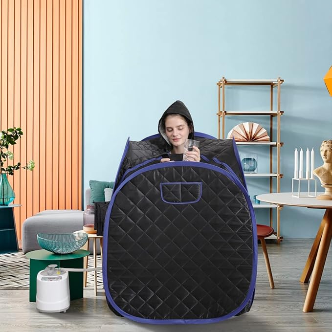 ZONEMEL Portable Steam Sauna, Full Body Home Sauna Spa, 1 Person or 2 Person Share Saunas, 2L Steam Generator with Remote Control (Black, L 33.5”x W 32.3”x H 41.7”)