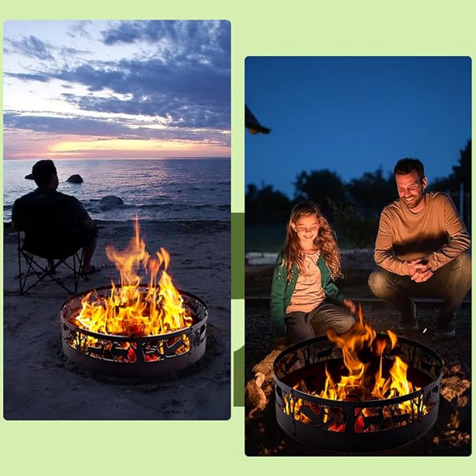 Fire Pit Ring Heavy Duty: 36X12Inch Smokeless Steel Insert for Outdoor Camping Garden Patio Backyard