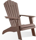 Psilvam Adirondack Chair, Oversized Poly Lumber Fire Pit Chair with Cup Holder, 350Lbs Support Patio Chairs for Garden, Weather Resistant Outdoors Seating, Relaxing Gift for Father & Mother (Brown)