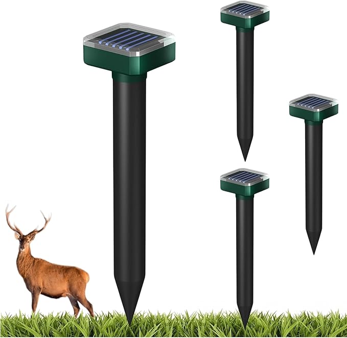 Snake Repellent for Yard 4PCS,Deer Repellent Devices for Plants/Garden,Solar-Powered Deer & Rabbit Repellent Outdoor,Deer Deterrent Devices Outdoor,Sonic,Electronic and Waterproof