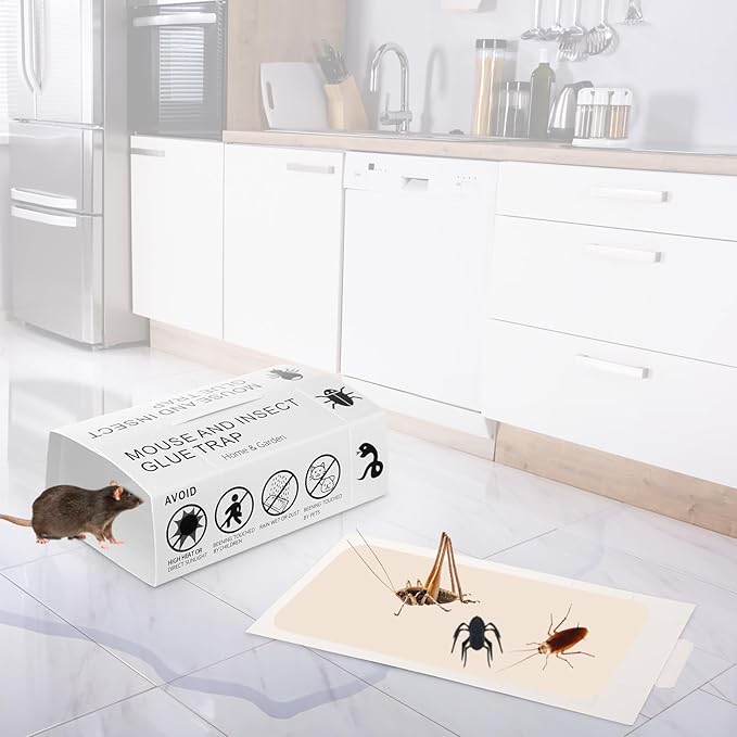 Qualirey Mouse and Insect Glue Boards Pest Glue Traps Bulk Large Mouse Rat Trap Sticky Adhesive for Mice Spider Moth Cockroaches Cricket House Indoor Outdoor Non Toxic(300 Pcs,9.72 x 5.12 Inch)