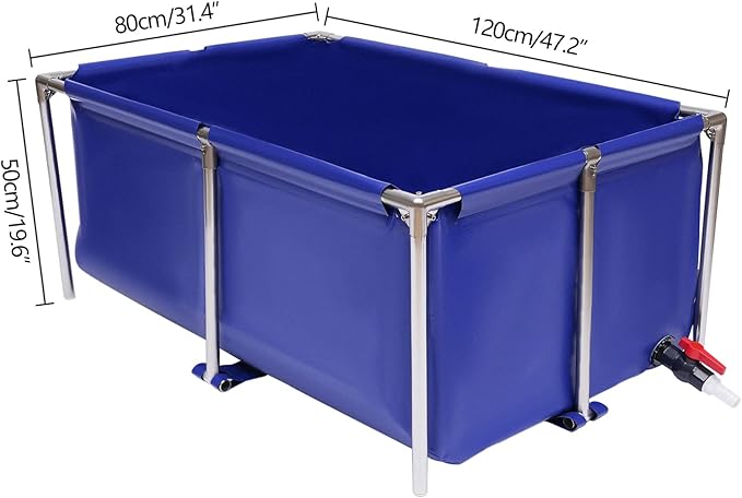 Canvas Fish Pond Pool,Fish Pond Liner,Durable Framed Above Ground Fish Pond Pool with Thickened PVC Liner for Fish Farming, Aquatic Breeding & Backyard Water Gardens (47 FT, Leak-Proof Design)