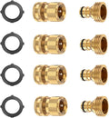 BoArt (4 Sets Garden Hose Quick Connector Set, Solid Brass 3/4 Inch Water Fitings Thread Easy Connect No-Leak Male Female