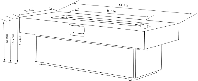 Outdoor Fire Pit Table Propane Gas Fire pits Outdoor Fireplaces 54'' Rectangular Firepit Table, 50,000 BTU Fire Table for Patio Set, Three Options of Assembled Hight Grey.