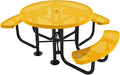 COATEDOUTDOORFURNITURE Heavy-Duty Portable ADA-Compliant Outdoor Picnic Table with Umbrella Hole, Punched Steel Patio Dining Furniture Made in America (46" Round Top, Textured Yellow)