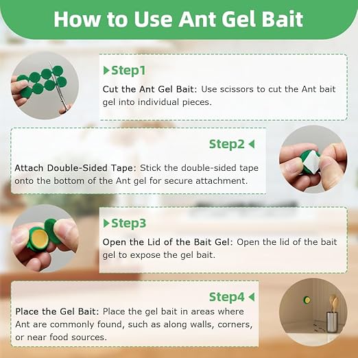 48 Pack Ant Killer Gel Bait, Long Lasting Indoor & Outdoor Ants Bait for Effective Ant Control, Safe & Easy to Use Pest Control for All Common Household Ants, Mess-Free Gel Stations