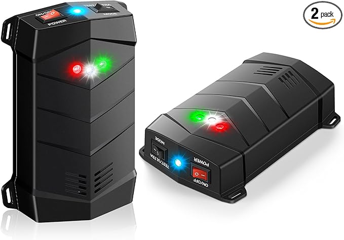 Rodent Repellent for Car Engines, 2 Pack Mice Deterrent for Cars Mouse Repellent Ultrasonic Outdoor, Variable Frequency Ultrasonic&LED Strobe Lights, Keep Mice Out of Car Engines, Rooms, Indoors