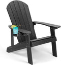Adirondack Chair, All Weather Resistant Plastic Chairs with Cup Holder, 5 Easy Steps to Install, Outdoor Chairs for Patio, Garden, Backyard Deck, Lawn, Fire Pit - Black