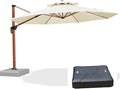 PURPLE LEAF Cantilever Umbrella with Base Outdoor Round Umbrellas Large Cantilever Umbrella Windproof Offset Heavy Duty Sun Umbrellas for Garden Deck Pool Patio, 13ft Cream