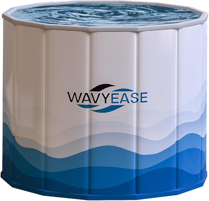 WAVYEASE® Portable Bath Tub for Adults -(31.5"L x 26"H) Foldable Cold Plunge Tub for Recovery - Collapsible Soaking Bath Tub for Shower Stall - Outdoor Ice Bathtub for Athletes (White)
