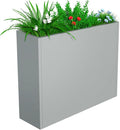 Metal Planter, 38L x 10W x 30H, Heavy Duty Tall Planters for Outdoor Plants, Planters with Removable Insert Shelf, Large Planters with Drainage Holes for Porch, Patio and Yard, Grey