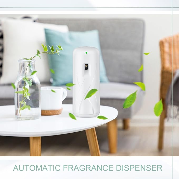 2 Pcs Automatic Air Freshener Spray Dispenser Wall Mounted Fly Mosquito Flying Insect Control Metered Air Freshener Sprayer Battery Operated for Living Room Bathroom Bedroom Farm Barn(White)