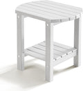 PASAMIC 2-Tier Adirondack Oval Outdoor Side Table, HDPE Small Outdoor Table, Patio End Table for Patio, Backyard, Weather-Resistant (White)