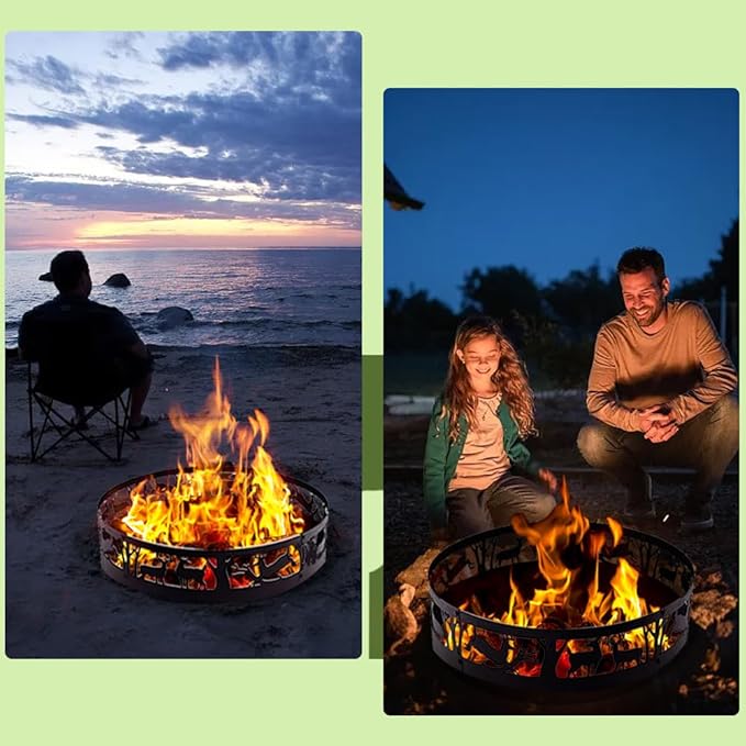 Fire Pit Ring Heavy Duty: 36X9Inch Smokeless Steel Insert for Outdoor Camping Garden Patio Backyard