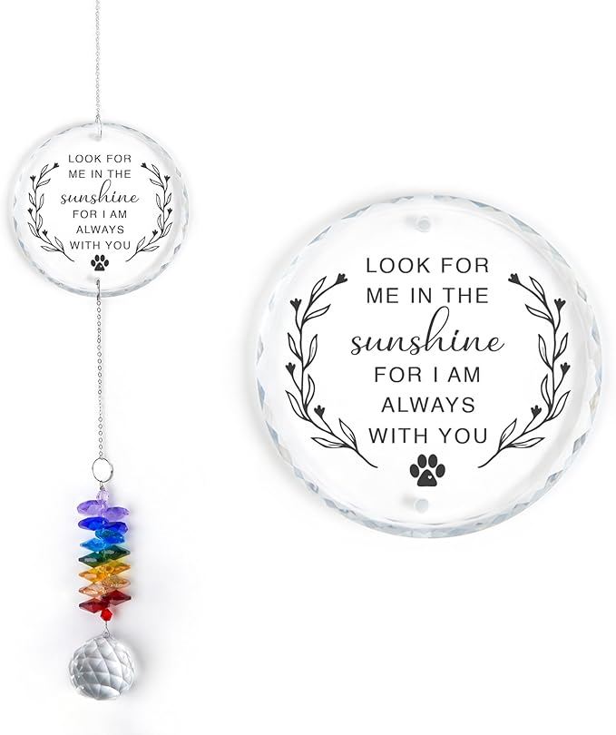 GIFTELIX Christmas Ornaments - Dog Cat Loss Sympathy Gifts - Pet Memorial Suncatcher - Remembrance Gift for Loss of Cat Dog - Bereavement Pet Lover Gift - Suncatcher Ornament - Christmas Tree Decor