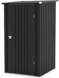 Patiowell 3 x 3 FT Outdoor Storage Shed,Small Garden Tool Storage Shed with Sloping Roof and Single Lockable Door, Outdoor Shed for Backyard Garden Patio Lawn, Black
