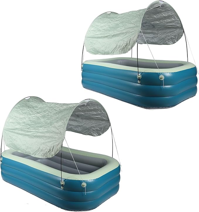 SUNGOOYUE Inflatable Pool Thickened Large Blow Up Swimming Pool with Canopy Slide for Kids Backyard, Child Friendly and Multifunctional Use (Green)