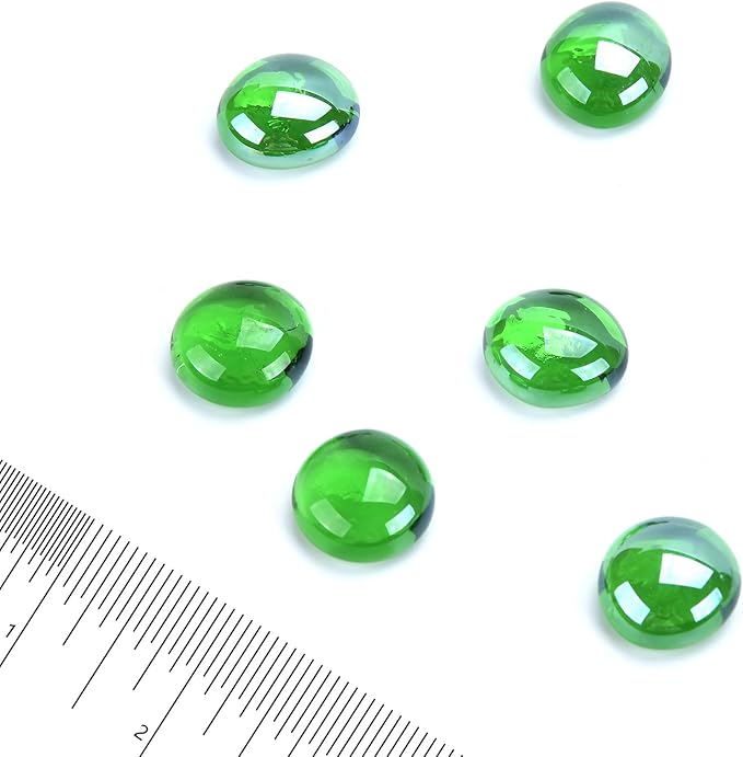 GasSaf Blue Fire Glass Beads for Outdoor Fire Pit, Fireplace, Replaces Existing Gas Logs & Lava Rocks, 3/4 Inch Glass(20 Pound)(Light Green)
