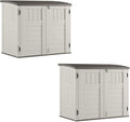 Suncast 2 Pack 34 Cu Ft Capacity Horizontal Outdoor Storage Shed for Garbage Cans, Garden Accessories, Backyard, and Patio Use, Vanilla