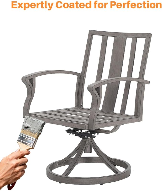 SEEHILL Swivel Patio Dining Chairs Set of 2, Aluminum Outdoor Swivel Rocking Dining Chairs with Cushions, Outdoor Dining Set Patio Furniture Set for Backyard, Deck, Garden, Pool, Limed Oak
