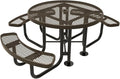 COATEDOUTDOORFURNITURE Heavy-Duty Portable Outdoor Picnic Table with Umbrella Hole, Expanded Metal Patio Dining Furniture Made in America (46" Round Top, Textured Brown)