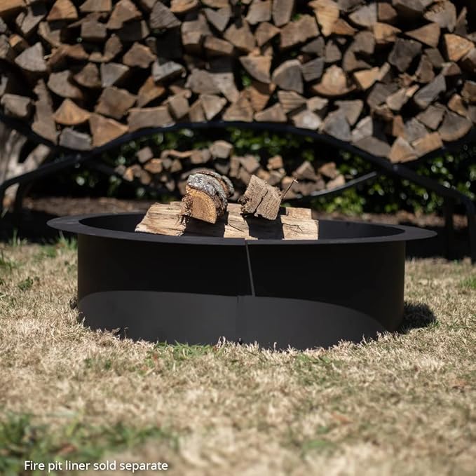 TITAN GREAT OUTDOORS Ash & Ember Round Fire Pit Grate, Heavy Duty 1/2in Steel Elevated Log Wood Pit Grate, Burning Fireplace and Firepits (28")