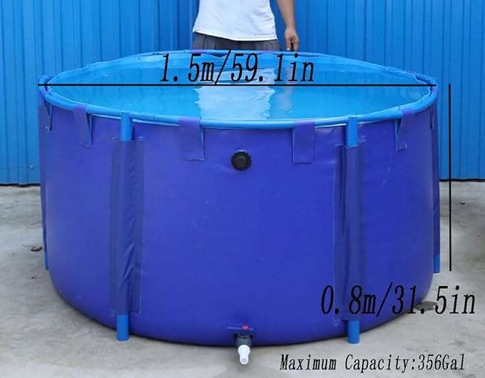 Above Ground Pond,Canvas Fish Pond Pool,PVC Fish Pond,Round Thickening Fish Pond Pool,Pool Above Ground with Durable Framed,for Fish Farming,Aquatic Products Breeding Pond 59 X31.5 in/356Gal