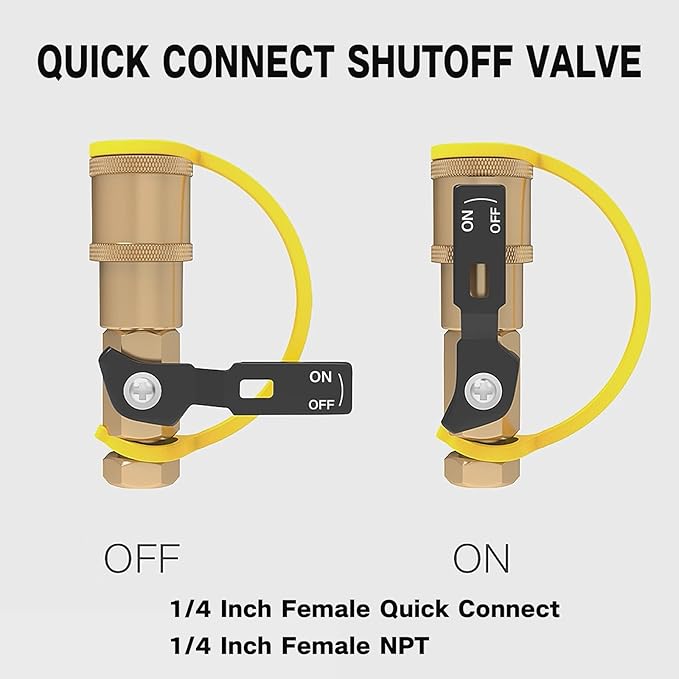 24FT Quick Connect Propane Hose for RV, 1/4'' Quick Disconnect Connect for RV to Gas Grill, Safety Shutoff Valve, Compatible with 1 LB Portable Appliance to RV 1/4" Female Quick Disconnect