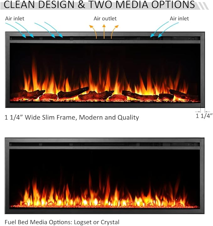 LegendFlame 50" W Austin in Wall Recessed & Wall Mounted Electric Fireplace (EF287A)