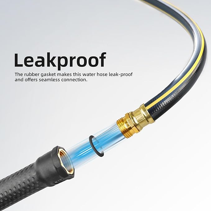 Solution4Patio Long Black Garden Hose 5/8 in. x 100 ft. -Kink Free, No Leaking, Male/Female Fittings -Heavy Duty Durable Flexible Lightweight Water Pipe -Brass Aluminum Ends for Household & Yard Use