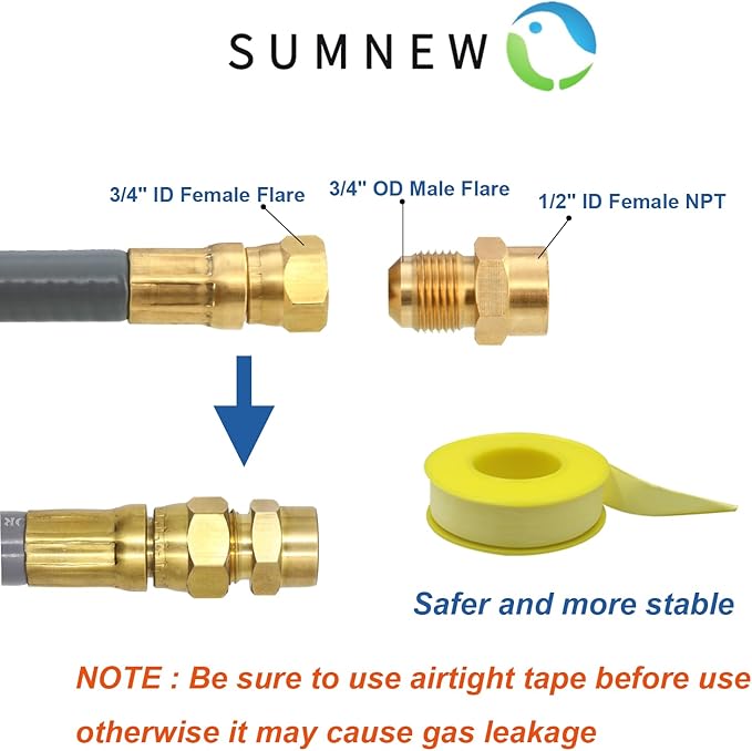 48 Feet 1/2-Inch ID Natural Gas Hose with Quick Connect Fitting for weber, charbroi, Grill, Pizza Oven, Patio Heater and More NG Appliance, Propane to Natural Gas Conversion Kit - CSA Certified