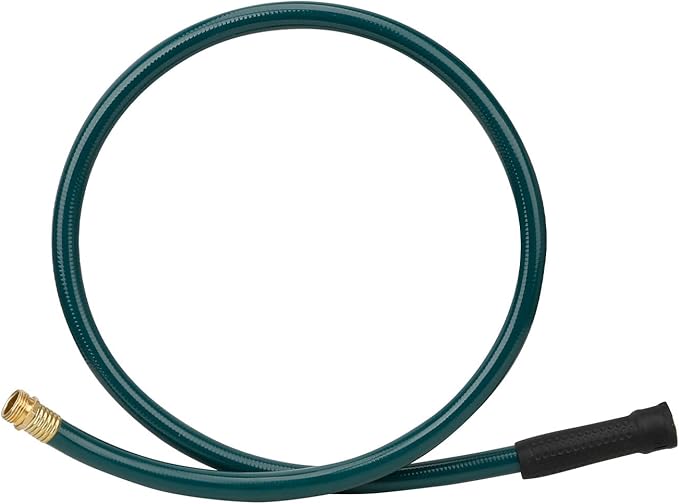 Worth Short Lead-in Green Garden Hose 5/8 in. x 4 ft. -Kink Free, No Leaking, Male/Female Fittings -Heavy Duty Durable Flexible Lightweight Water Pipe -Brass Aluminum Ends for Household & Yard Use