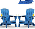 Folding Adirondack Chair 2 Pack, HDPE All-Weather Fire Pit Chairs, Plastic Adirondack Chairs with 2 Cup Holder, Outdoor Lawn Chair for Patio Garden (Royal Blue)