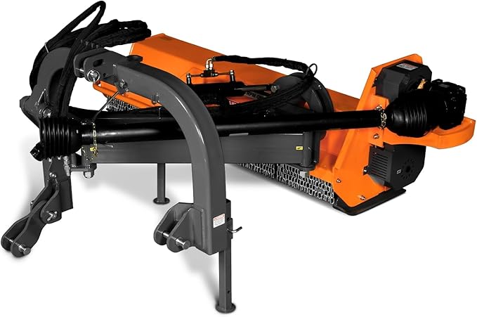 72" Heavy Duty PTO Drive 3 Point Offset Ditch Bank Verge Flail Mower for 70-110HP CAT 2 Tractor, 111'' Offset Distance,55°/90° Rotation Angle, 16 Hammers, Model AGF72
