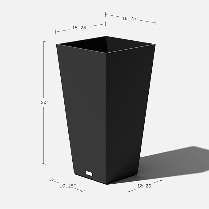 Veradek V-Resin Indoor/Outdoor Taper Planter (30 inch, Black)