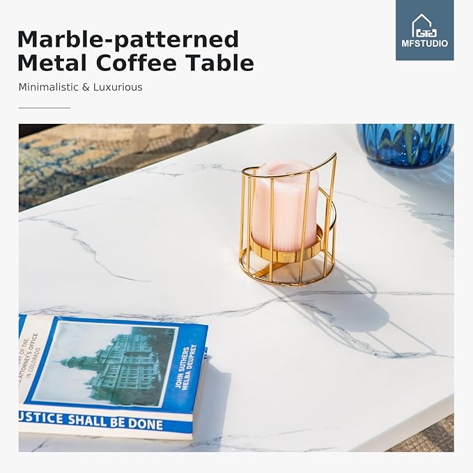 MFSTUDIO 4 Pieces Patio Conversation Sets(5 Seat),Outdoor Metal Furniture Sofas with 1 Loveseat(3 Seat), 2 Swivel Chairs,1 Coffee Table,Wrought Iron with Peacock Blue Cushion